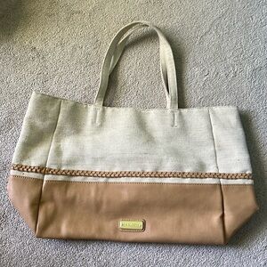 Big Buddha Canvas and Faux Leather Tote Bag